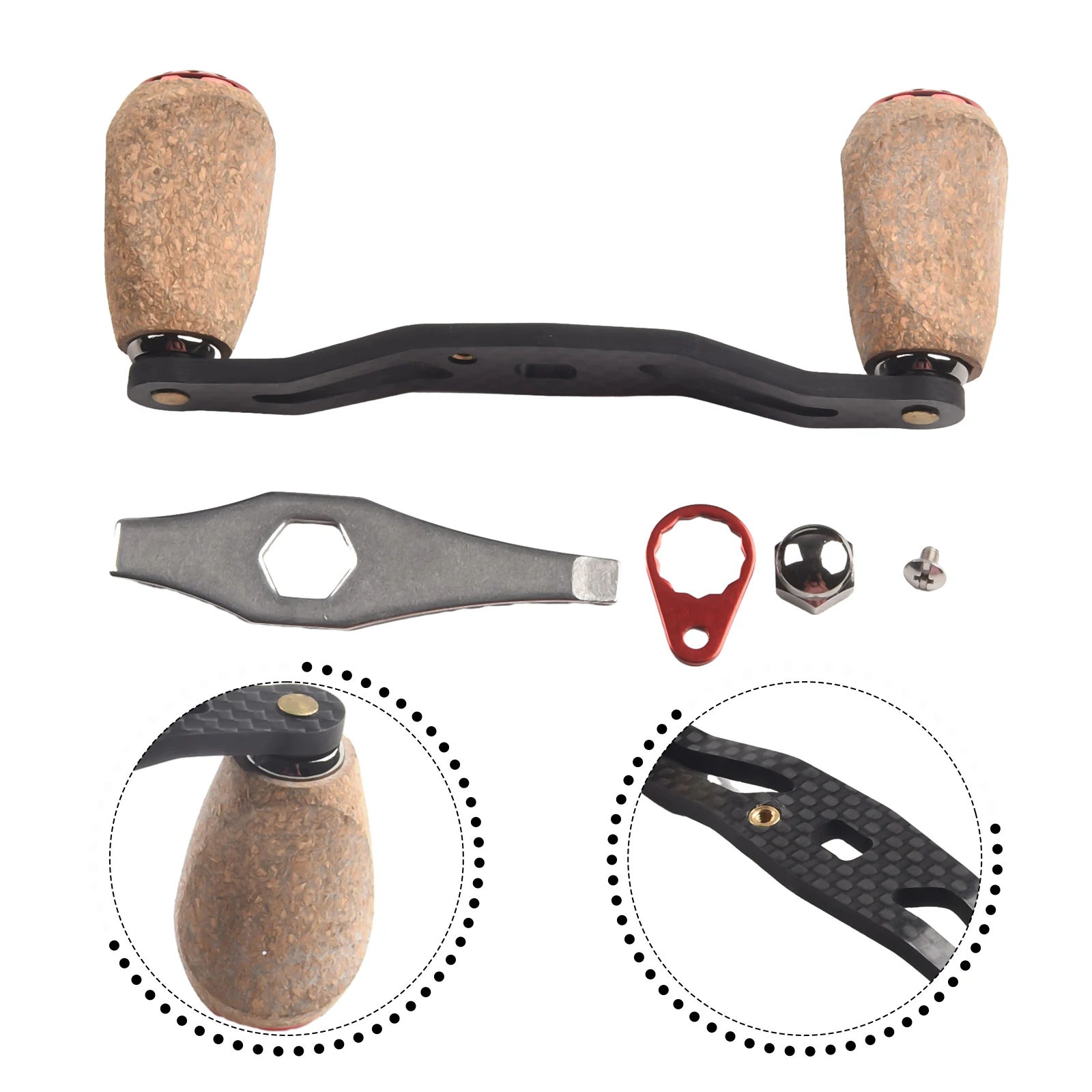 /Carbon /Fiber /Fishing Reel Handle Cork Knob Rocker Replacement 120mm Left Right Hand For Baitcasting Trolling Reel Parts Repai