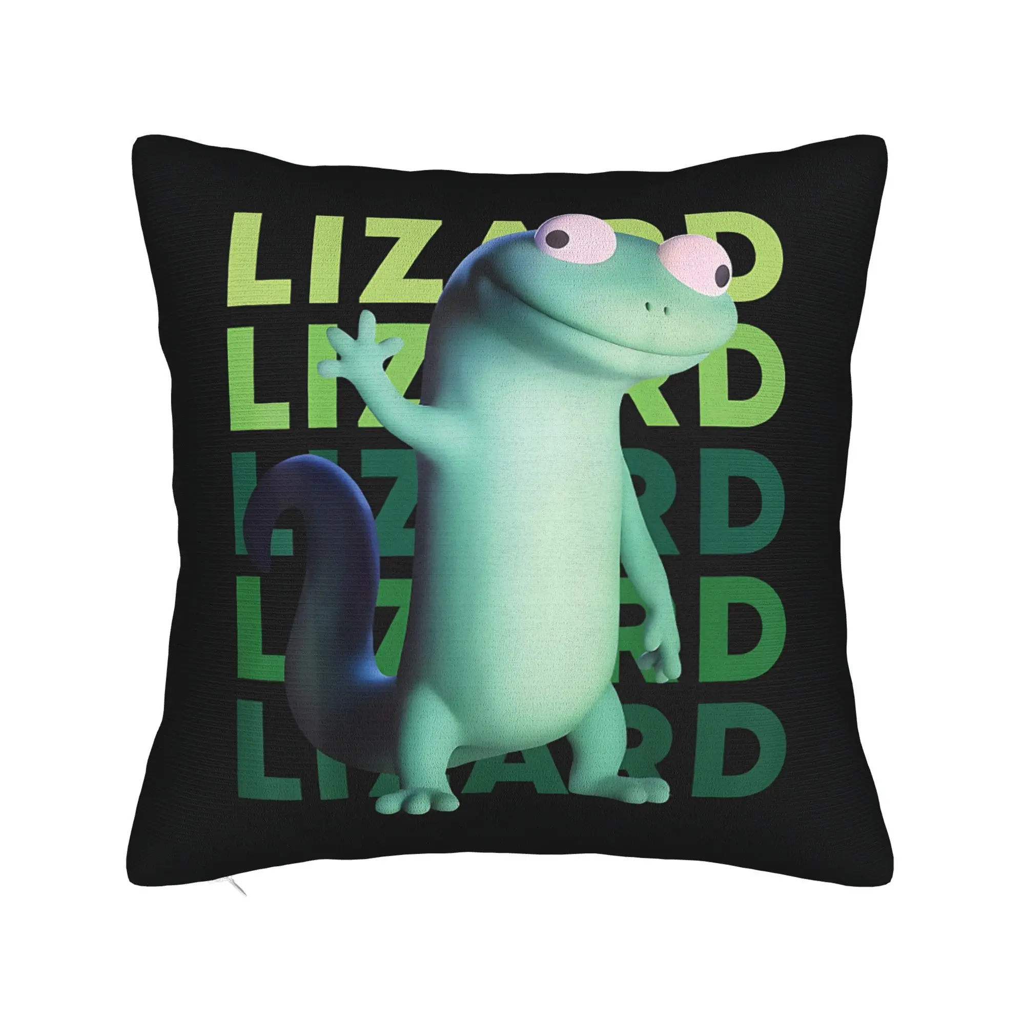 1PC Green Lizard Repeat Pattern Pillow Cover, Soft Durable Polyester Zippered Cushion Cover, Machine Washable, Contemporary Styl