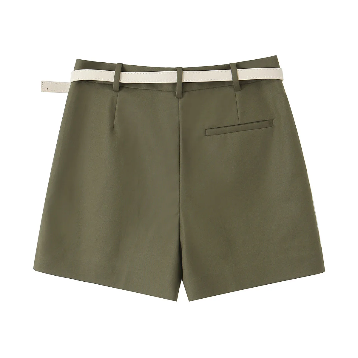 Celana Pendek Berlipat Serbaguna Kasual Longgar Sabuk Fashion Baru Wanita 2025 Celana Pendek Wanita Saku Samping Pinggang Tinggi Retro