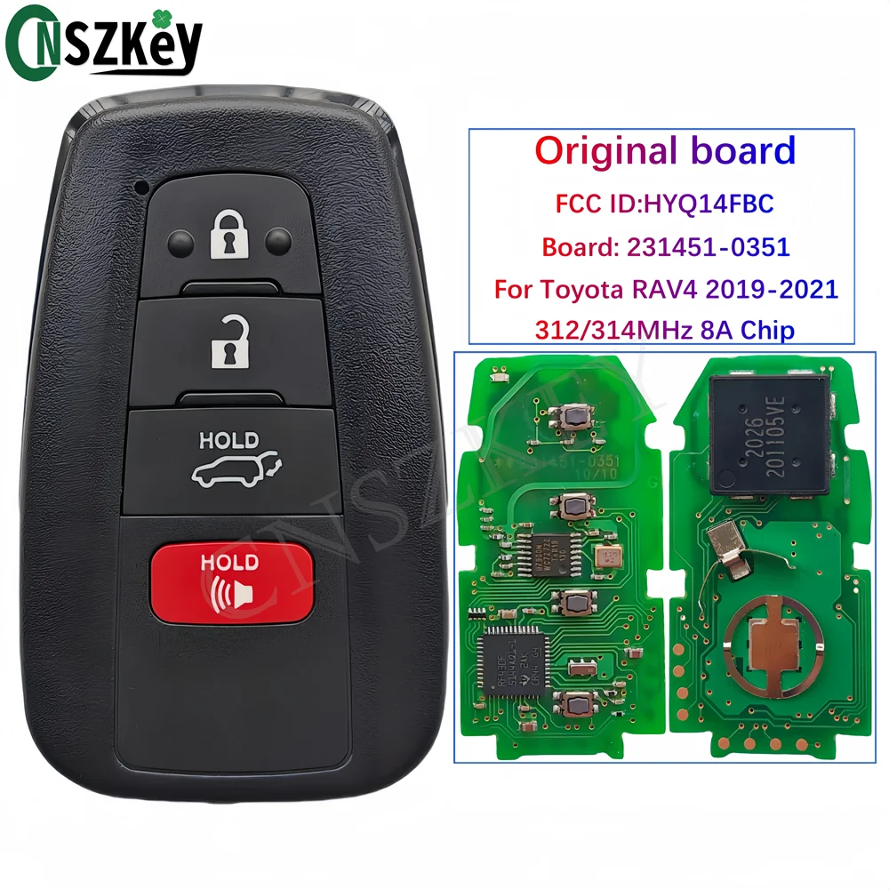 CNSZKEY FCCID:HYQ14FBC Original Board For Toyota RAV4 2019 - 2021 Smart Key 312/314Mhz 8A Chip Board: 231451-0351 With LOGO