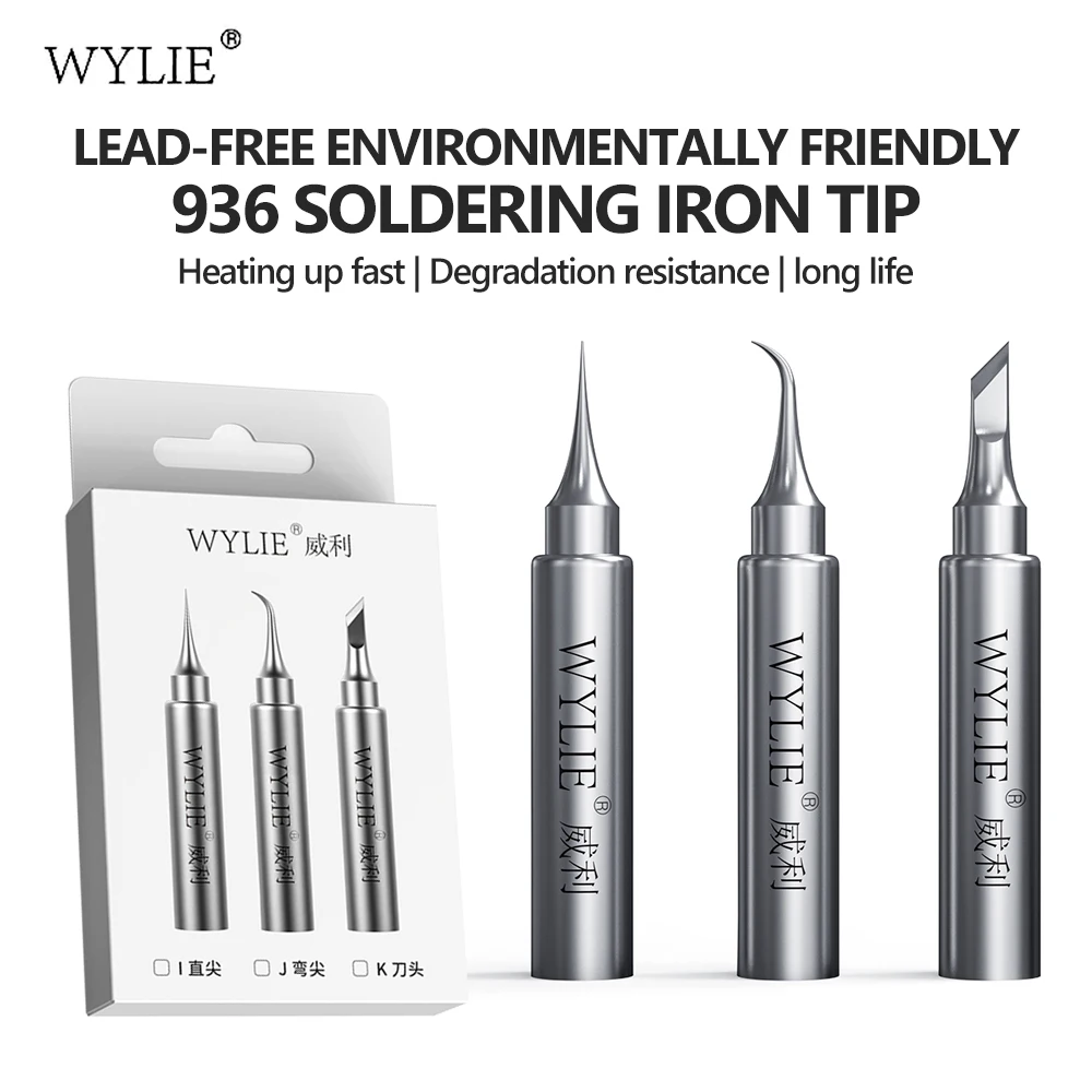 WYLIE 936 K/J/I Lead-Free Eco-Friendly Soldering Tip Oxidation-Resistant Mobile Phone Repair Mainboard PCB Chip Soldering Tool