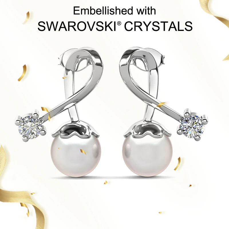 

Daisini серьги-гвоздики из стерлингового серебра 925 пробы с жемчугом Swarovski, культивированный белый жемчуг для женщин, свадебные аксессуары для невесты, изящные ювелирные изделия