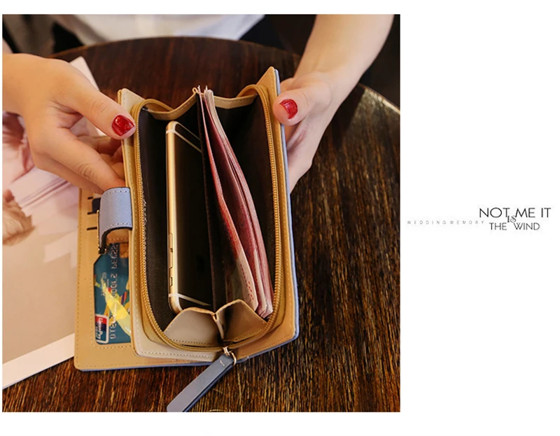 Koreanischer Stil Lange Damen-Geldbörse Modische Handtasche mit Hohlblatt-Reißverschluss Damen-Geldbeutel – Detail 8