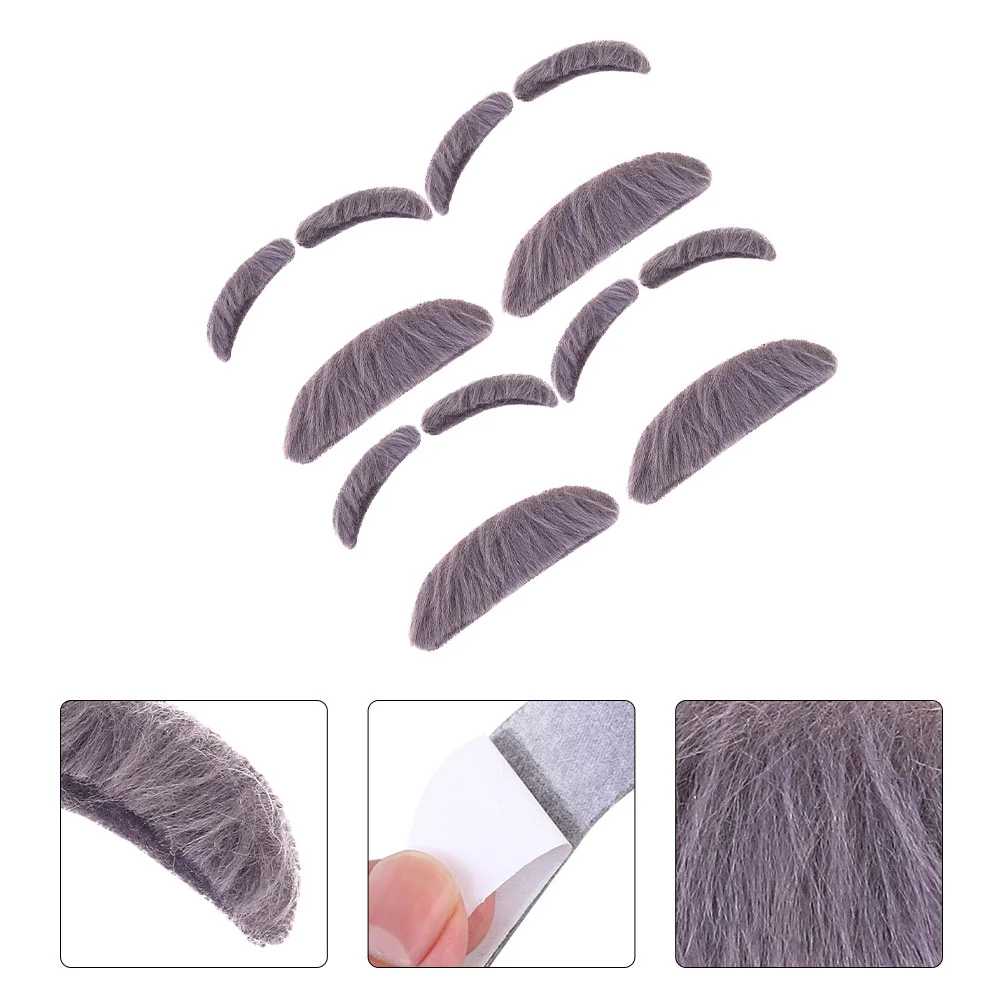 Safigle Halloween Costumes Old Man Moustache Eyebrows Kits Fake Gray Stick-On Mustache Eyebrows Artificial Fake Mustache Old Man