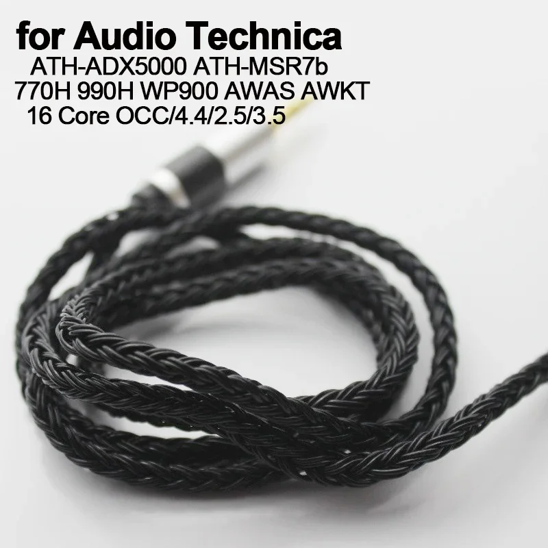 Audio Technica Cable Silver Plated Flat Upgrade Earphone Cable Plug For 16 Core Audio Technica MSR7b WP900 AWAS AWKT ADX5000 770