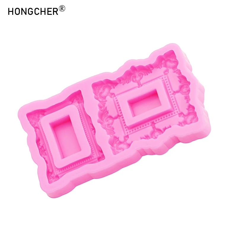European Embossed Small Photo Frame Sculpture Chocolate Cake Dessert Decoration Silicone Mold DIY Resin Photo Frame Drip Molds - view 5