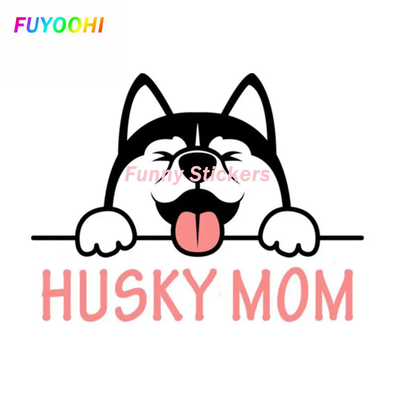 FUYOOHI Play Stickers Husky Dog Peeks Car Stickers Cute Anime Creative Vinyl Decal Scratch-Proof Windshield Bumper Car Label