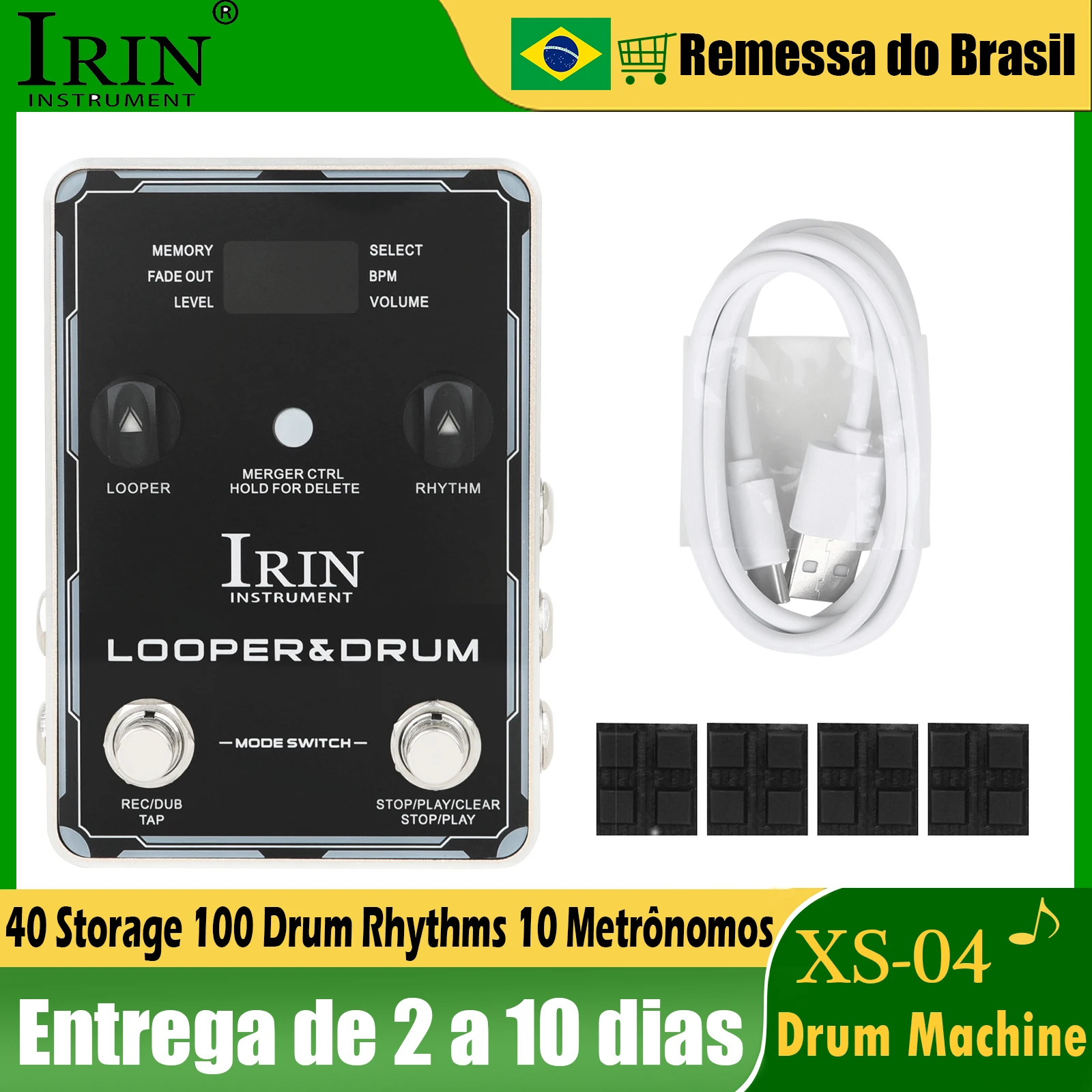 

IRIN Guitar Effect Drum Machine Phrase Loop Monoblock Effects Pedal 40 Storage 100 Drum Rhythms 10 Metronomes Bass Guitar Parts