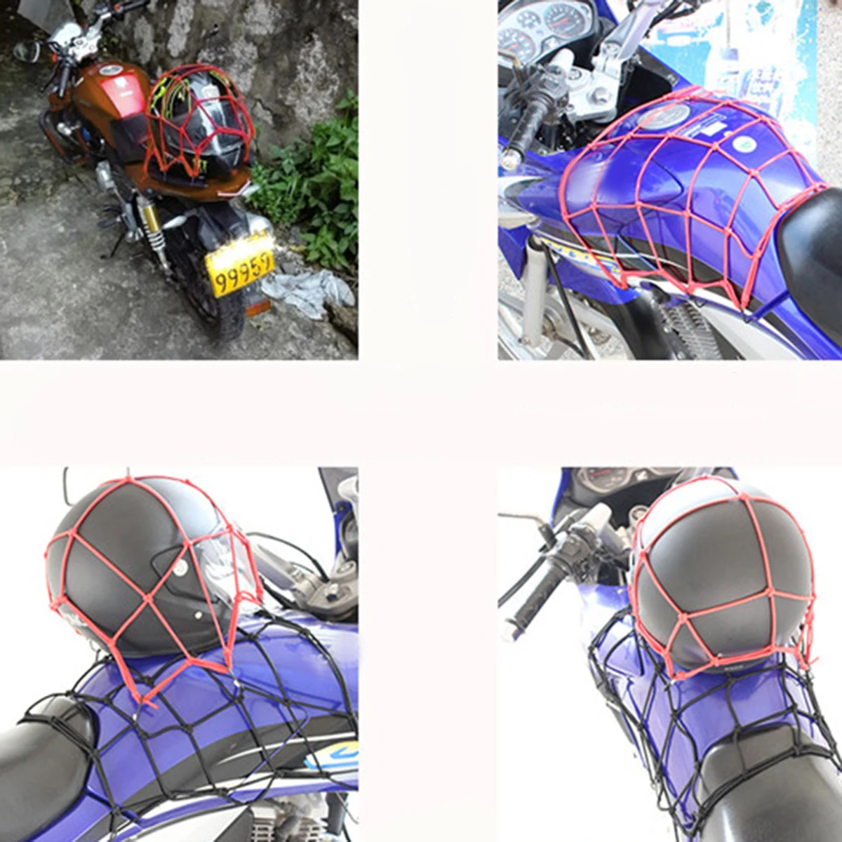 

Rear Frame Net Cover Luggage Cargo Net Elastic Rubber Band Durable Motorcycle Bag Truck Bed Roof Rack Red