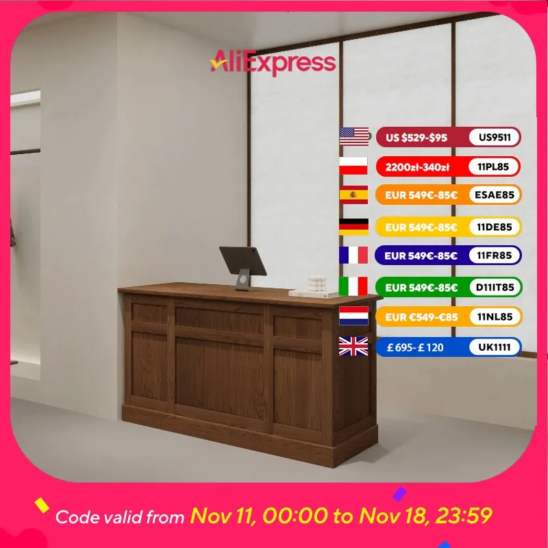 

Brown Counter Reception Desks Beauty Aesthetics Business Salon Reception Desks Commercial Indoor Bancone Da Reception Furniture