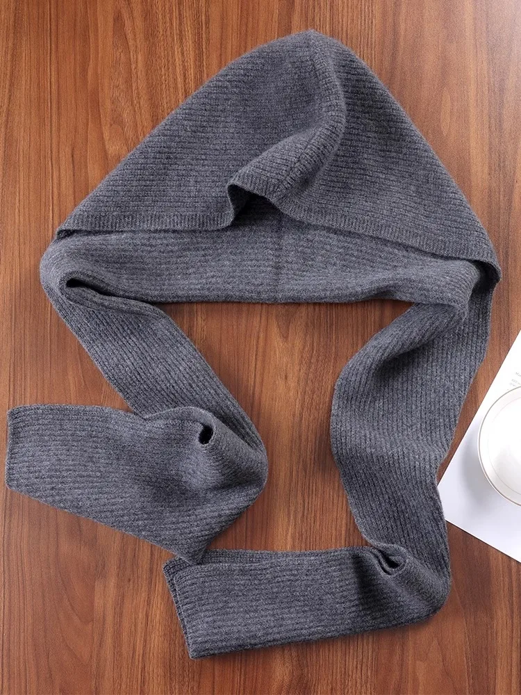 

Fashionable Woolen Shawl with Hat for Women Warm Neck Protection Winter Spring Autumn Decorative Scarf Two-In-One Design