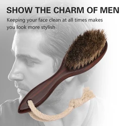Barber Soft HorseHair Cleaning Brush Handle Hairdressing Neck Duster Broken Hair Remove Comb Hairstyling Tools Comb