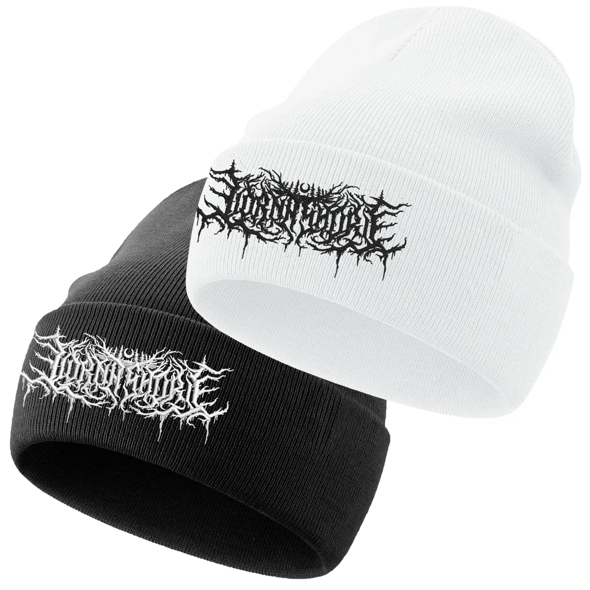 Lorna Shore Beanie Embroidery Grunge Knitted Hat Soft Gothic Y2k Punk Streetwear Winter Hat Unisex Outdoor Sports Hat