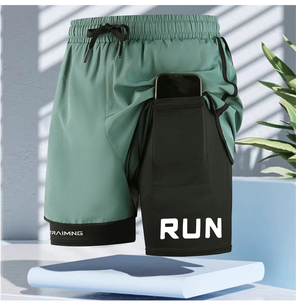 

Мужские двухслойные спортивные шорты, быстросохнущие плавки с внутренней подкладкой, дышащие спортивные брюки для пляжа и бега на шнурке.