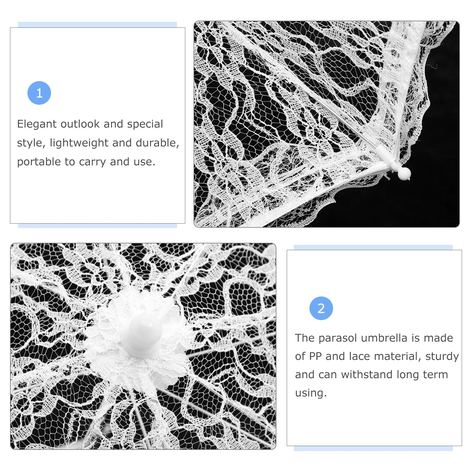 

Lace Parasol Elegant Lace Umbrella Bridal Umbrella Wedding Photography Prop Decorative Lightweight Durable Craft