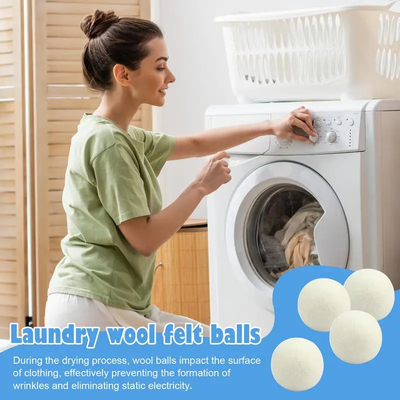 4PCS Wool Dryer Balls Fabric Virgin Reusable Softener Laundry 6cm 8cm Dry Kit Ball Practical Home Washing Balls Wool Dryer Balls