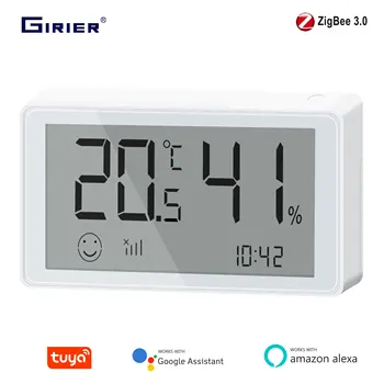 GIRIER Tuya ZigBee Sensor inteligente de temperatura e umidade Termômetro interno inteligente Higrômetro digital funciona com Alexa Google Home
