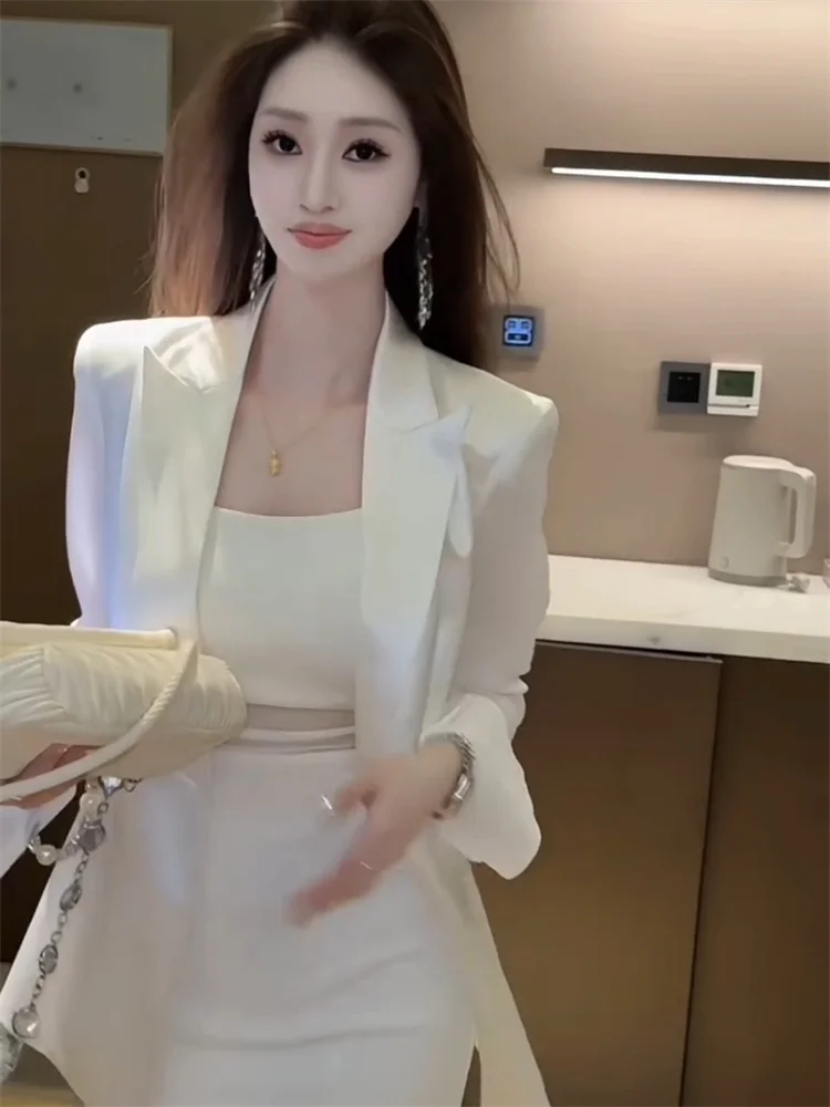 

Casual Woman Blazer Sacks Medium-Length Waist-Fitted Scarf Block Types Collection Cinching Season Preppy Bf Japanese Uniform