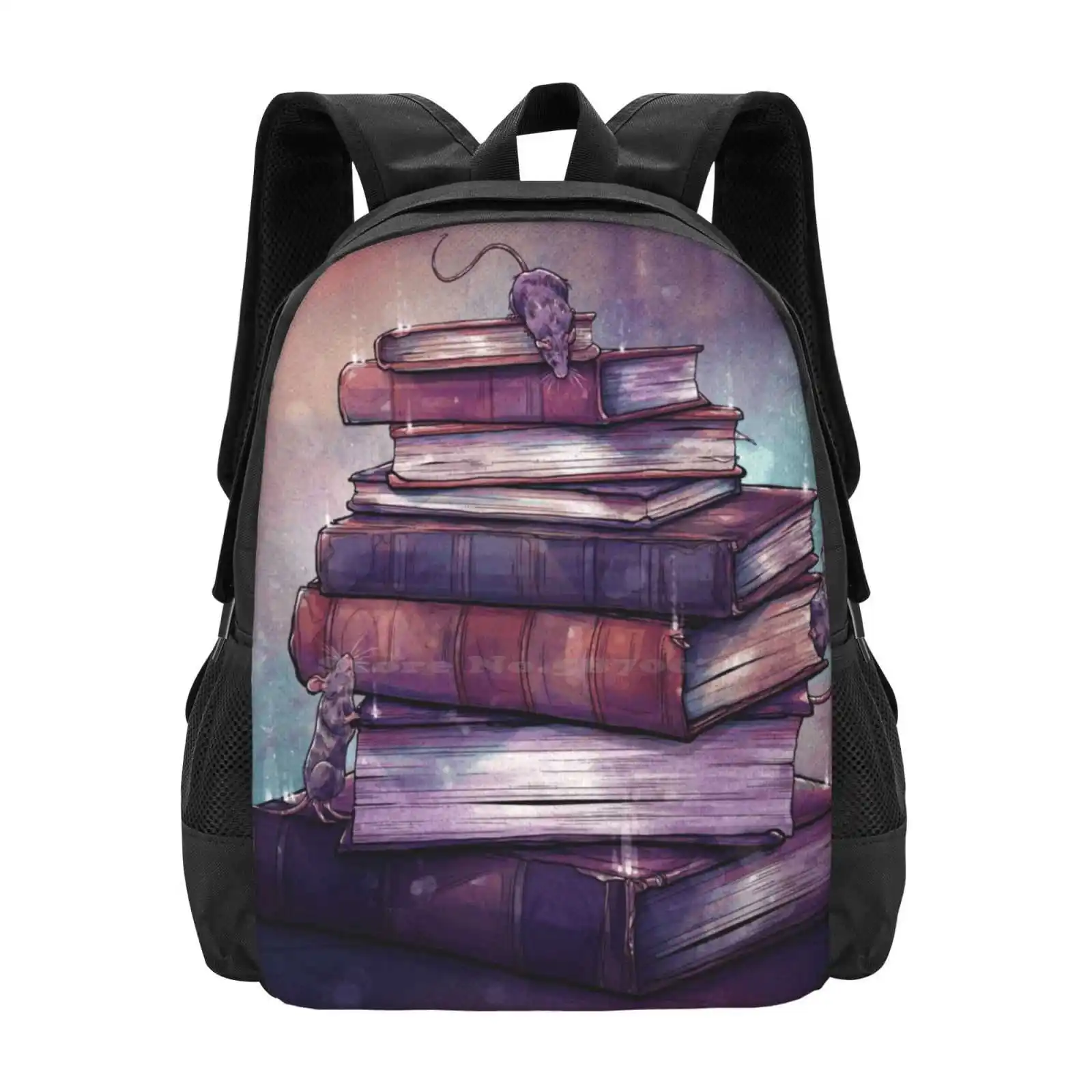 Reading Is Magic Pattern Design Bag Student'S Backpack Books Fantasy Reading Library Magic Mice Mouse