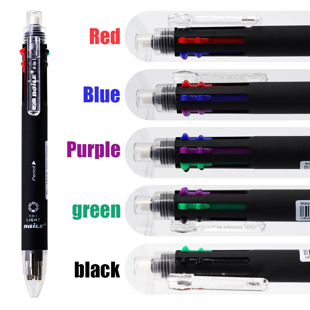 6-in-1-Multifunktions-Kugelschreiber-Set mit 5 Farben, 1 automatischer Bleistift mit Radiergummi für Schule, Büro, Schreibbedarf, Schreibwaren – Detail 11