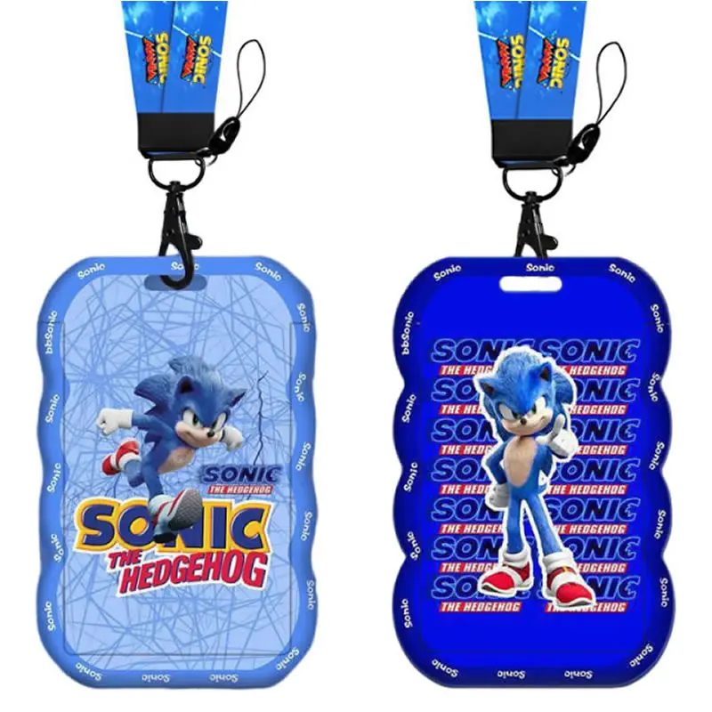 Anime Sonic The Hedgehog Neck Strap Lanyard Card Sleeve Student ID Bus Work Permit Chain Key Holder Cover Sleeve Kids Gift