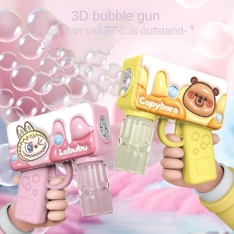 Nowy Elektryczny Pistolet do Baniek Mydlanych 3D Stitch, Kreskówkowa Zabawka dla Dzieci, Automatyczna Maszyna do Baniek z Podświetleniem, Gry na Zewnątrz, Prezent dla Dzieci