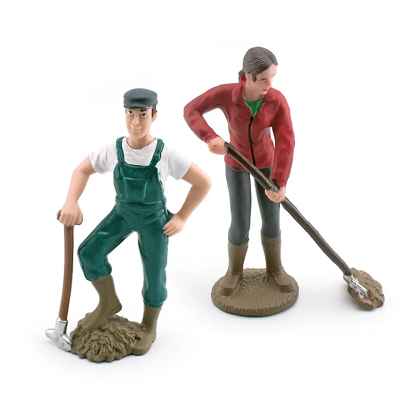 Static Scene Simulation Model Farm Workers Couple Toy Figurines Plastic Farmer And Housewife Ornaments For Home Decoration