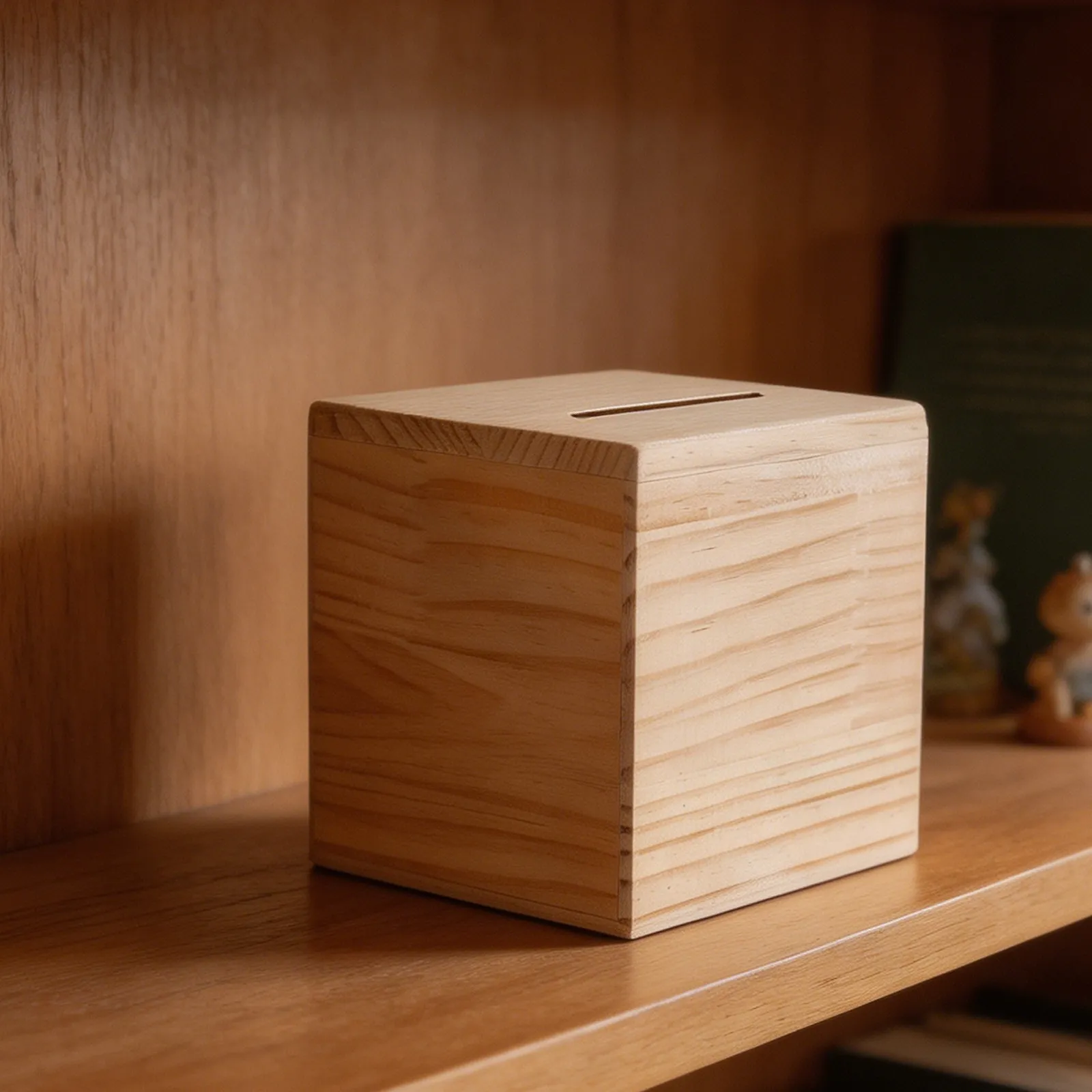 Wooden Money Box Only in No Out Coin Bank 4 Inch Unopenable Cash Savings Bank Must Break to Challenge Gift