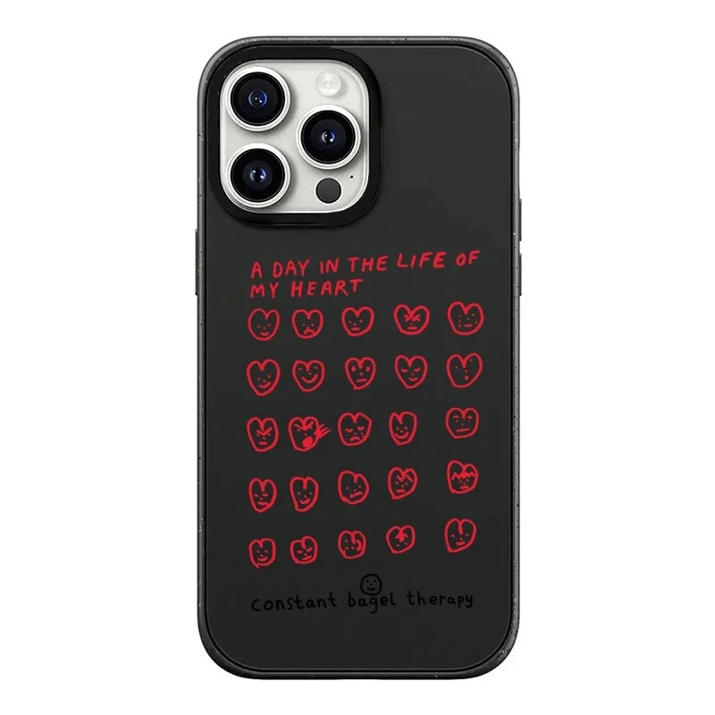 

Heart Black Frosted Phone Case Cover for IPhone 13 14 15 Pro Max Case