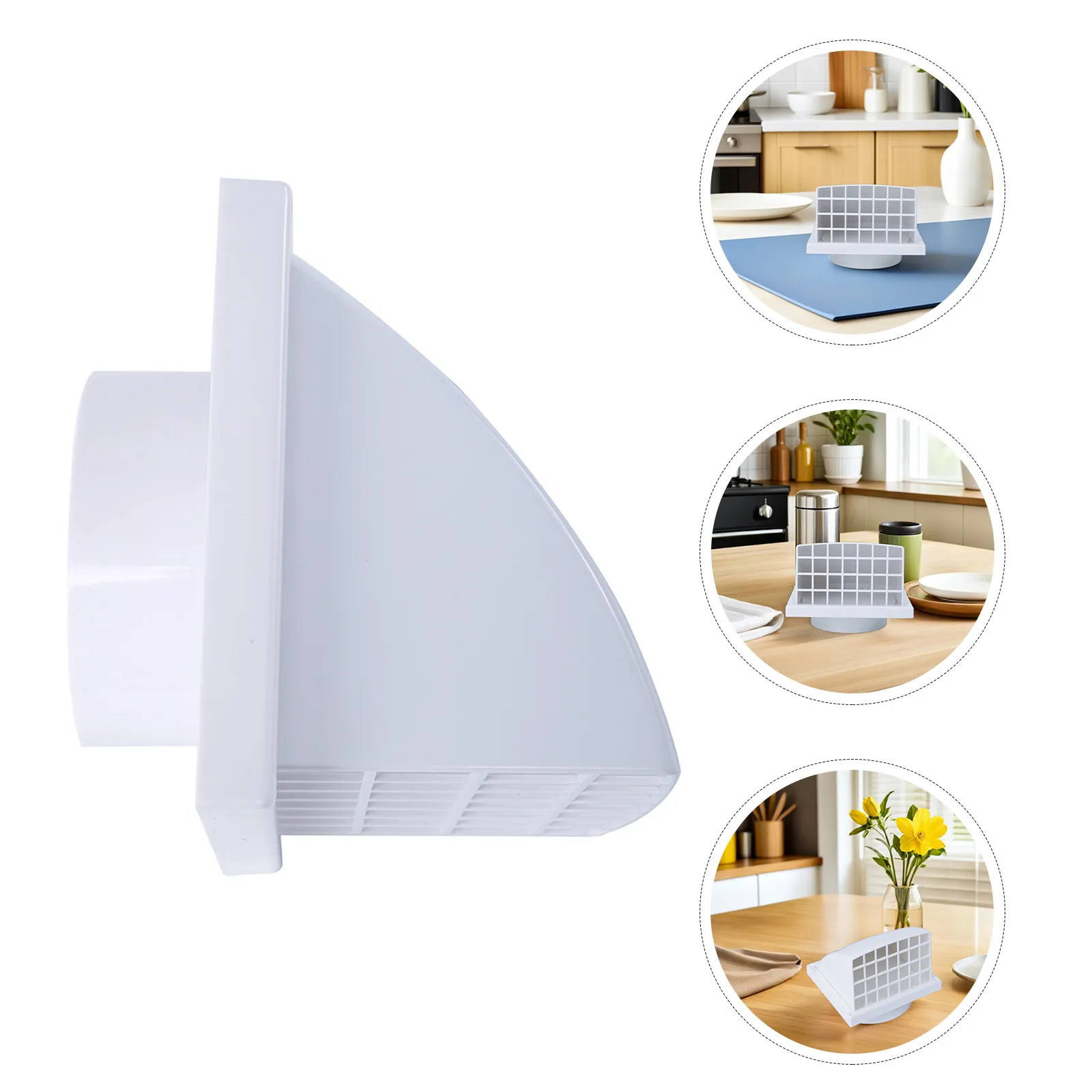 White Wall Exhaust Vent Cover ABS Exterior Range Hood Vent Rainproof Backdraft Prevention for 125Mm Exhaust Duct