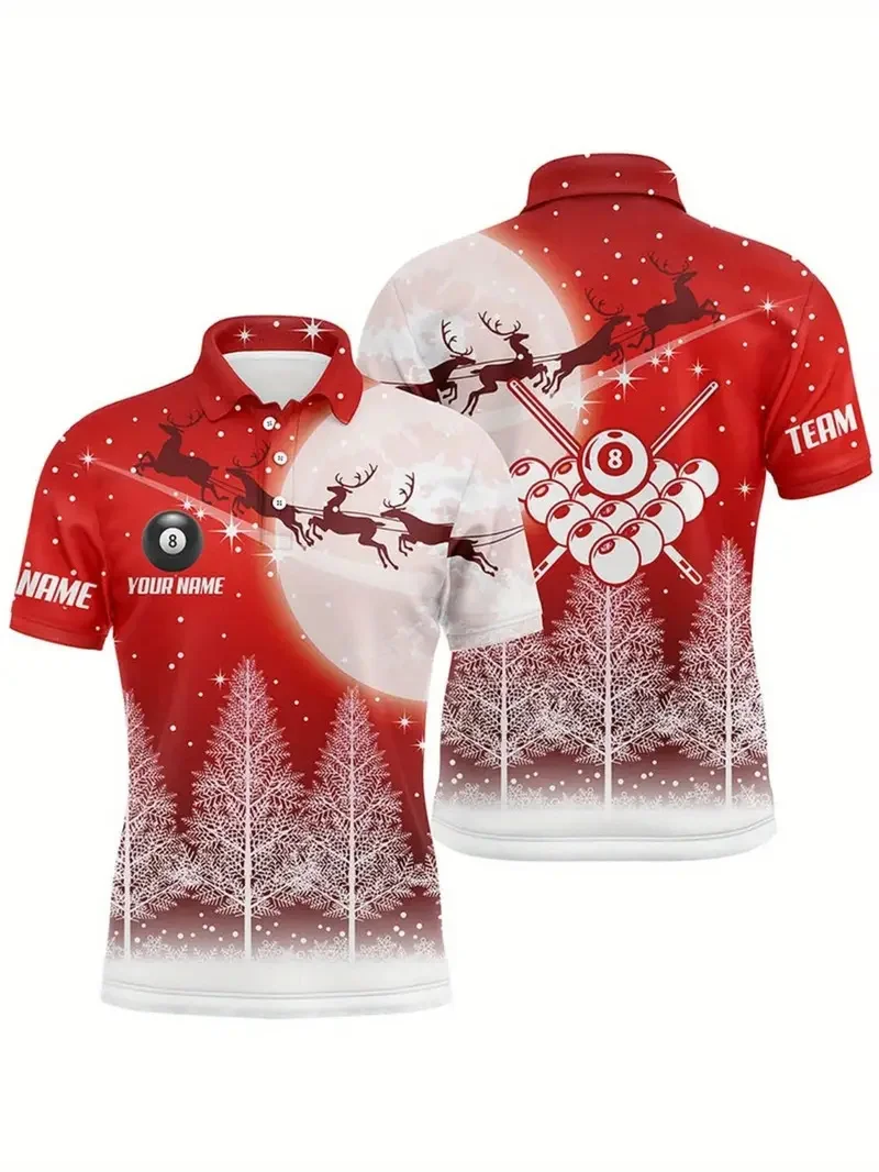 أزياء سانتا كلوز الرسم الرجال قميص بولو في الهواء الطلق جولف الرياضة قصيرة الأكمام التلبيب قمم عيد الميلاد موضوع عارضة مريحة أعلى #4