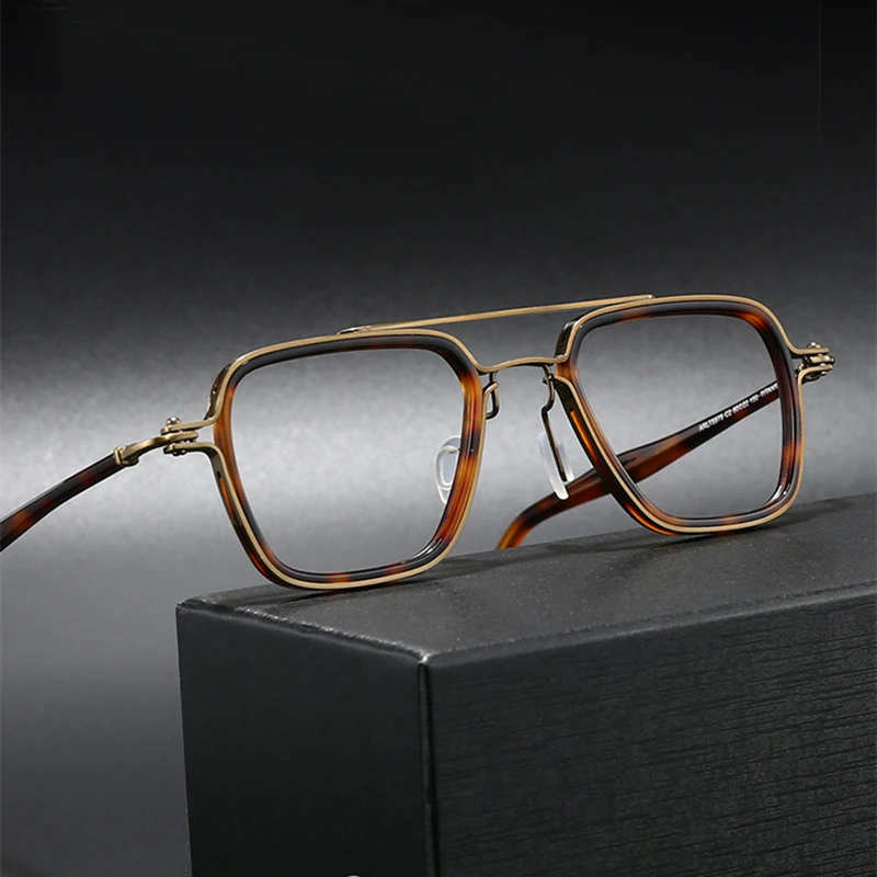 

Винтажные титановые квадратные очки оверсайз для мужчин, высококачественные модные очки с полной оправой для женщин, ручной работы, в стиле ретро, стильные очки