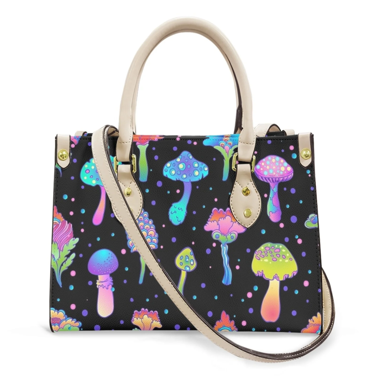 

Belidome Cute Mushroom Print Luxury Women's Fashion Handbags Wallet Tote Bag Shoulder Bag Top Handle Satchel Purse Sac A Main