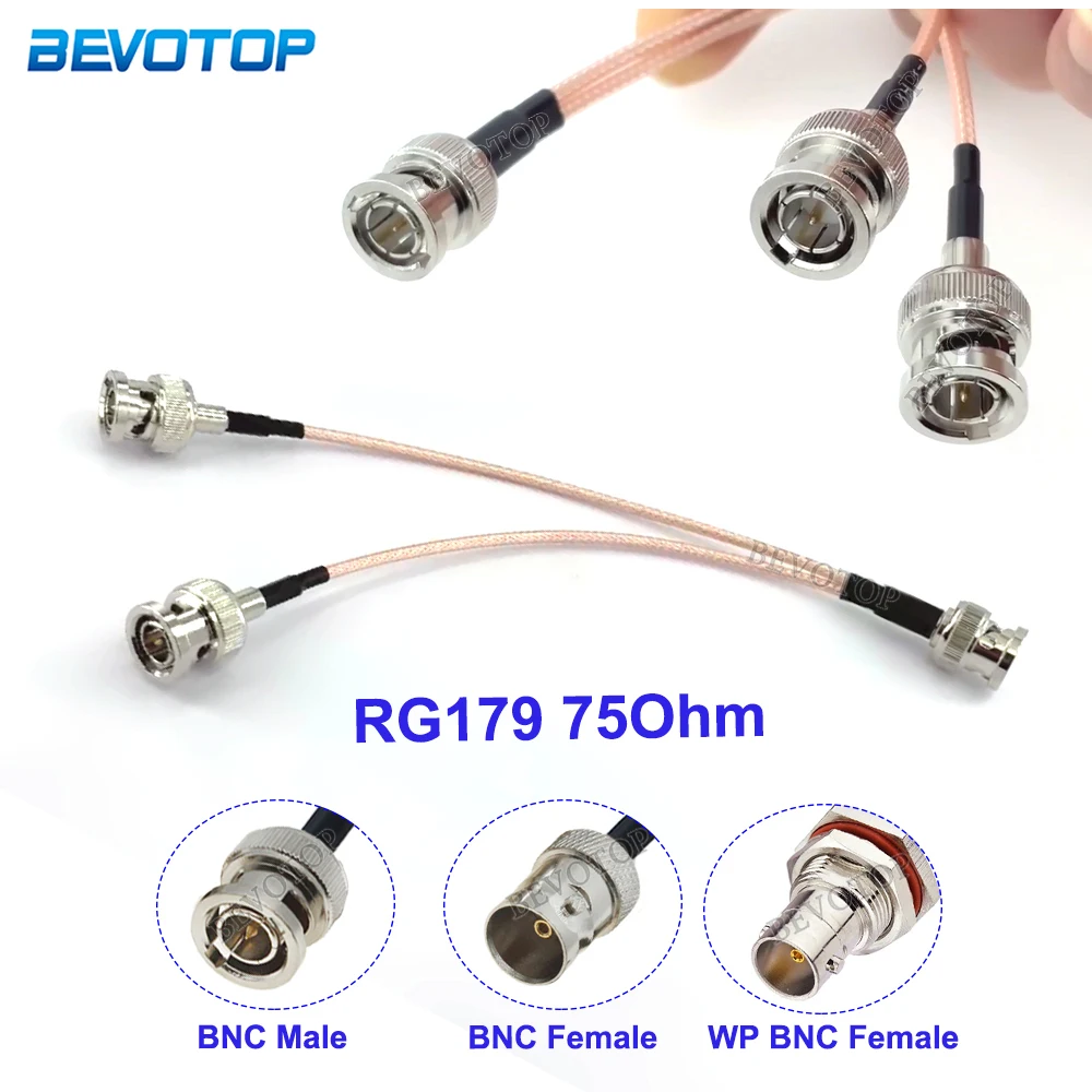 RG179 BNC Splitter Cable V-Type 1*BNC Male to 2*BNC Male/Female 75 Ohm Connector RF Coaxial Jumper Pigtail Length 15CM-50CM