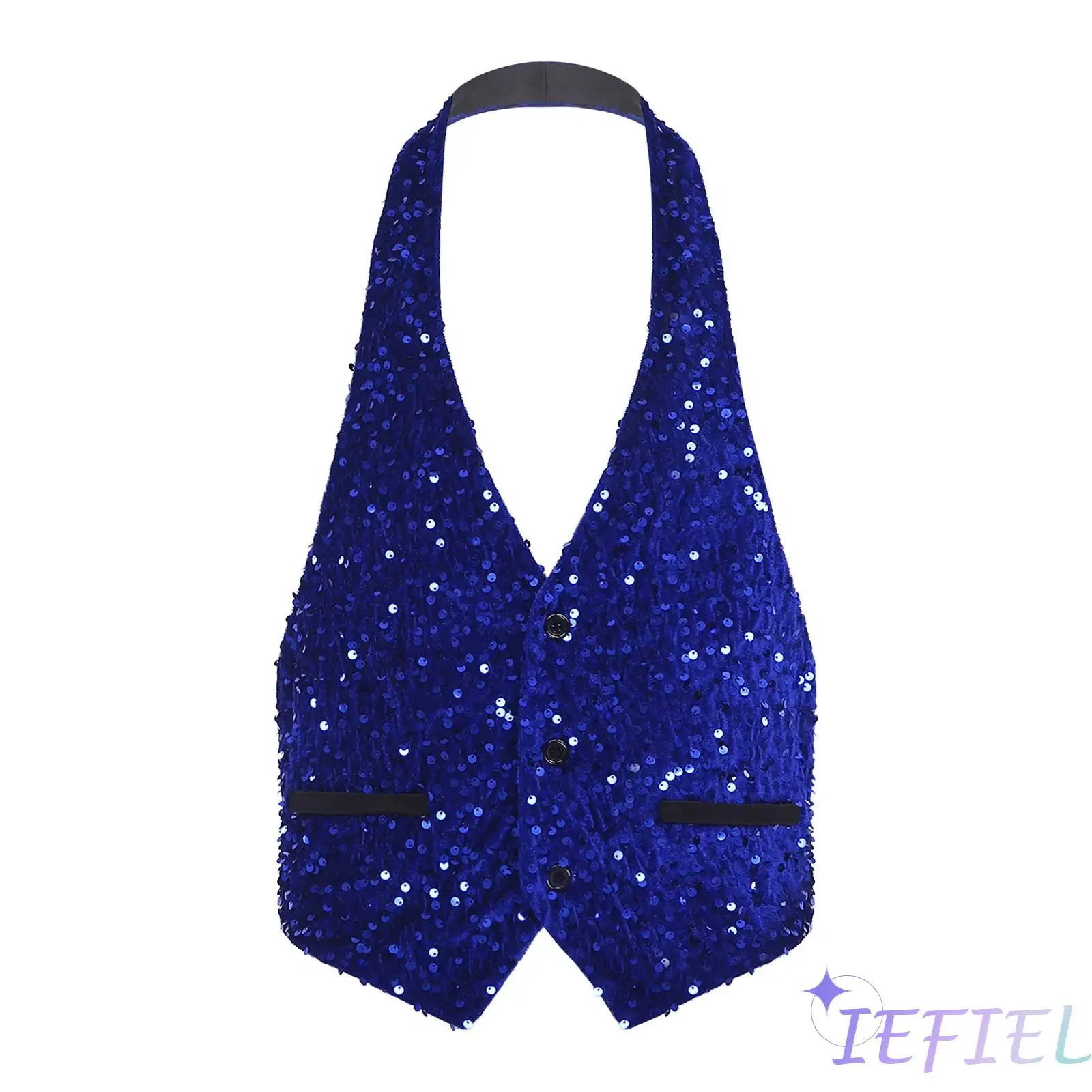 

Мужской блестящий жилет из бархата с пайетками, с V-образным вырезом, на пуговицах спереди, без спинки, для вечеринок и клубов