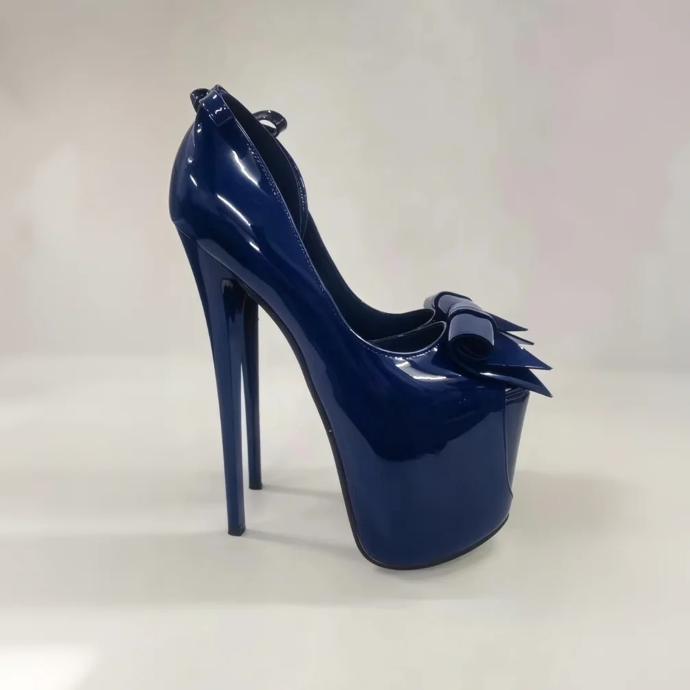 Image of SDTRFT Gold Silber Schmetterlingsknoten-Pumps Damen Plateauschuhe Frau 19 cm dünne Absätze Nachtclub Hochzeit Tanz Open Toe Stiletto