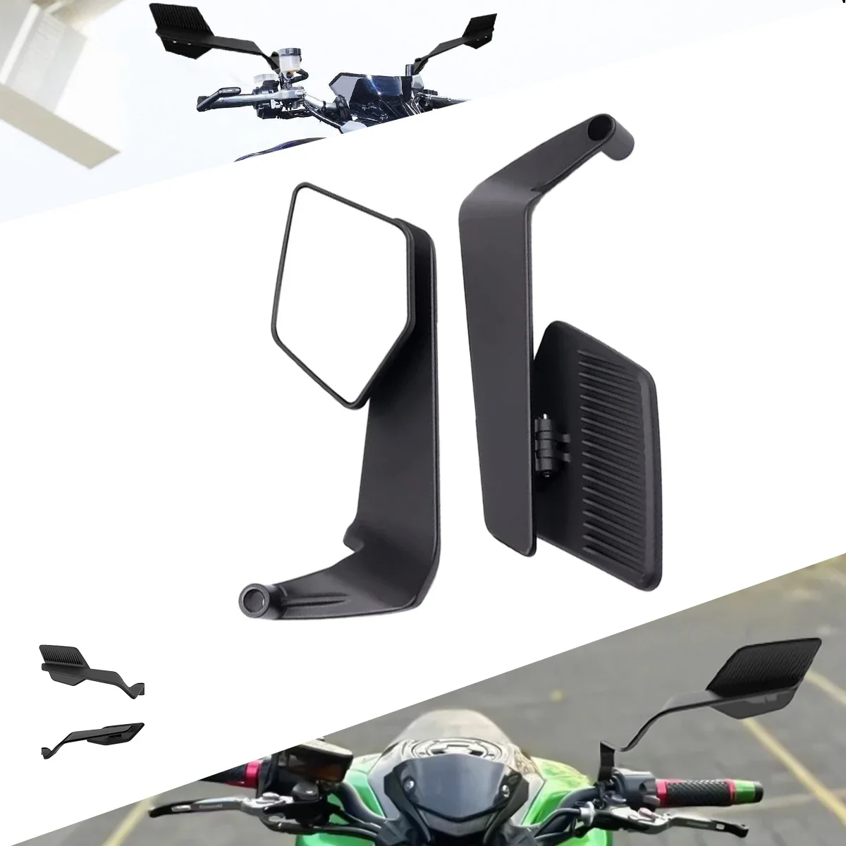 Adjustable Rotation Motorcycle Side Rearview Mirrors for YAMAHA MT07 MT09 Kawasaki Z900 Z750 Z125 DUKE 990 - Cycling Accessories