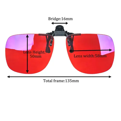 Imagen 2 del producto Clip de lente roja de forma cuadrada de gran tamaño para dormir, lente naranja, lentes de conducción amarillas, gafas de sol polarizadas negras con Clip