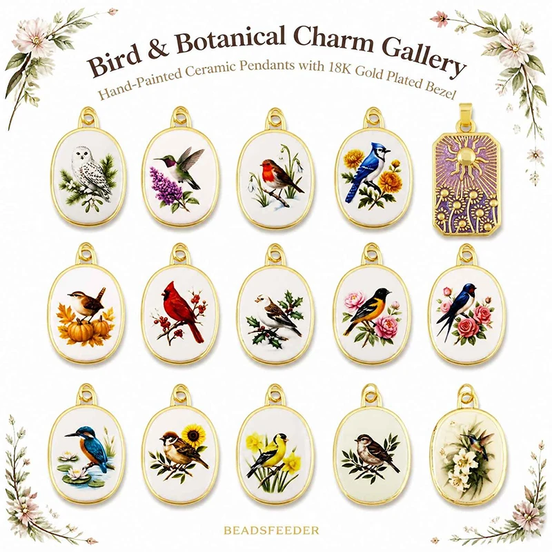 2pcs/Lot Bohemian Bird Natural Flower Language Series Necklace Pendant,Fashion Jewelry Vintage Necklaces Accessories Gift J36