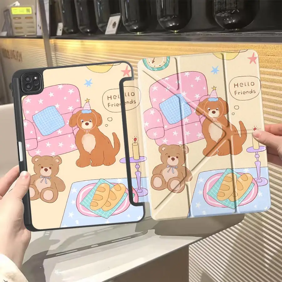 

Милый чехол-подставка для планшетов с рисунком собаки для iPad Pro 11-го, 10-го, 9-го, 8-го, 7-го поколений, 12.9-дюймовых моделей Pro 2025, Mini 6, 7, Air 4, 5, M3, M2, 1, 2, M4, 11-дюймовых моделей