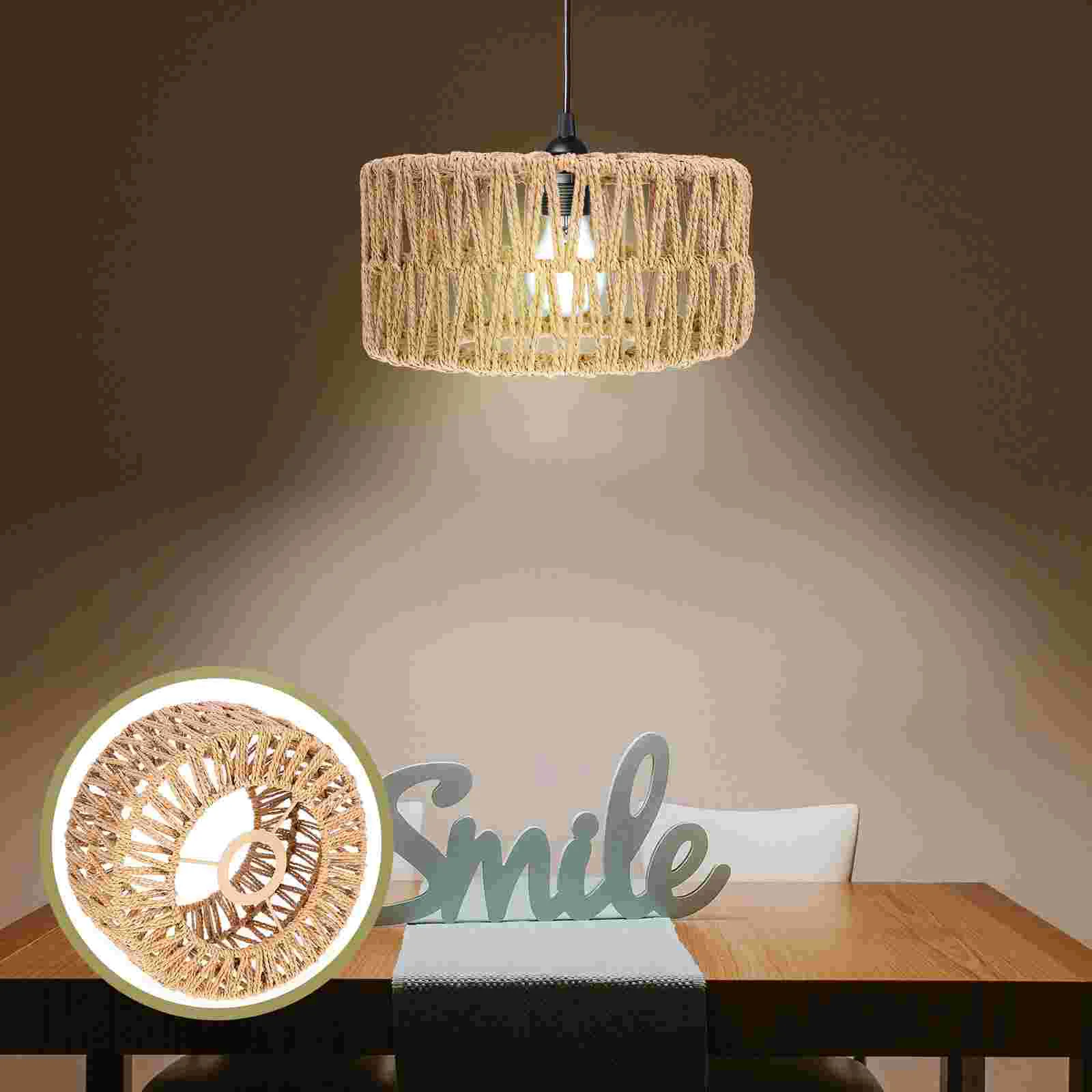 

Lantern Braided Straw Rope Lampshade Hanging Replacement Barrel Shades Ceiling Woven Yellow for Paper Lighting Supply