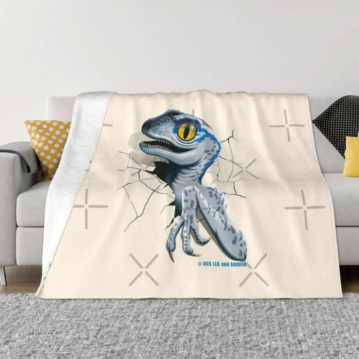 Jurassic World - Baby Blue Velociraptor Four Seasons Universal Blanket Movie Theater Can Be Laid Father's Day Gift