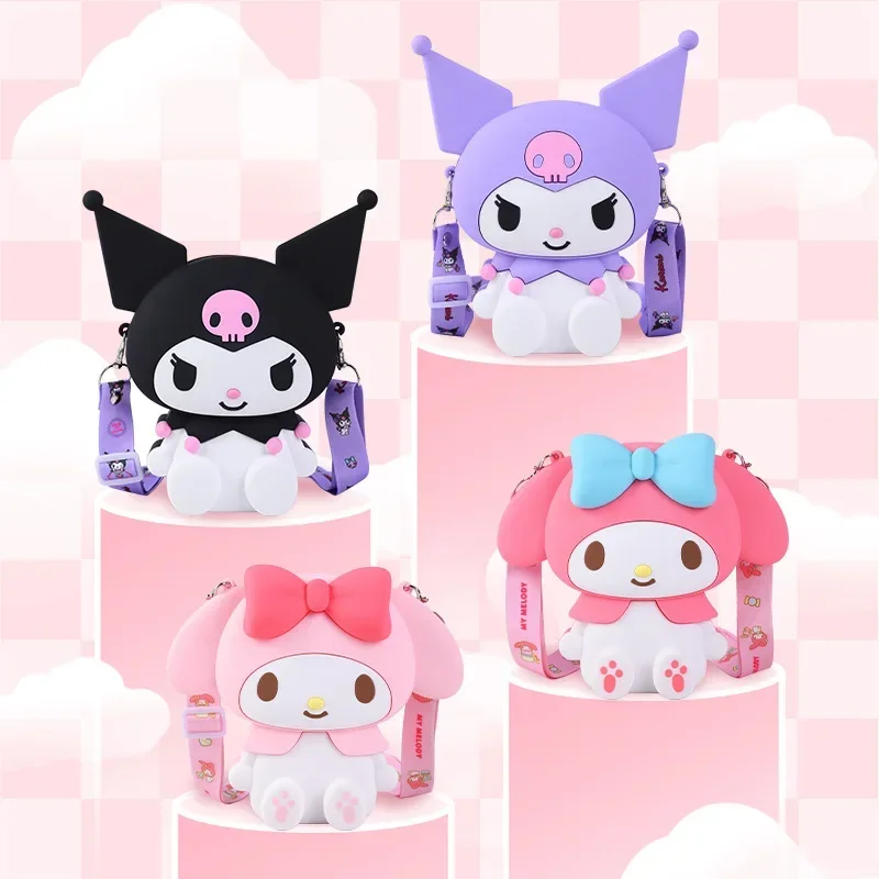 

Kawaii аниме Sanrio Новинка Кошелек для монет Kuromi Mymelody силикагель Диагональная Сумка Регулируемая мультяшная Милая Хэллоуин подарок на день рождения