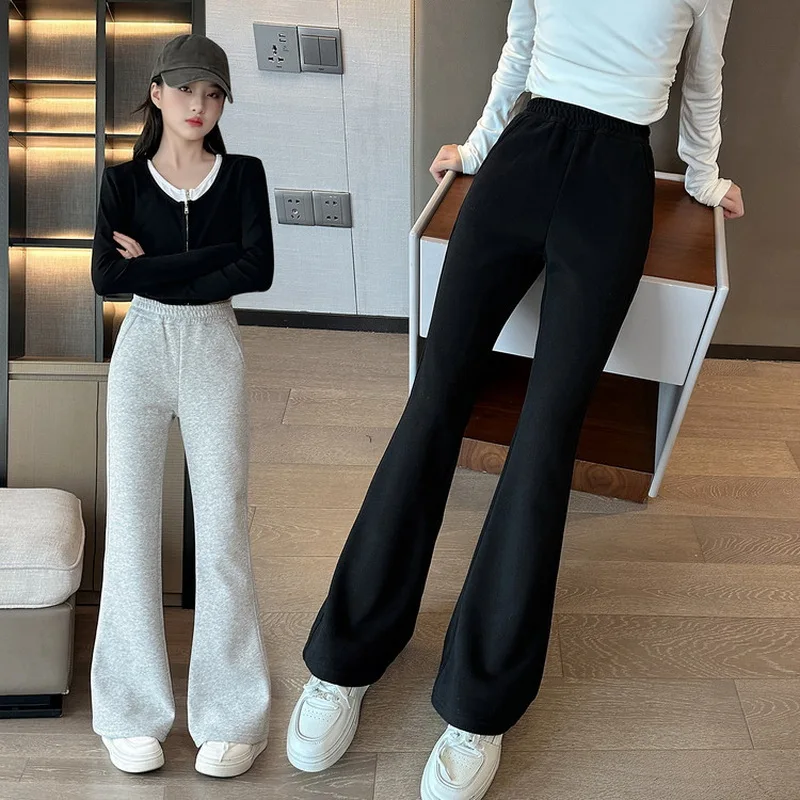 أطفال مضيئة السراويل لفتاة نمط غير رسمي الأطفال جرس التمهيد قطع السراويل تصميم الأزياء رمادي أسود اللون Sweatpants Trackpants #2