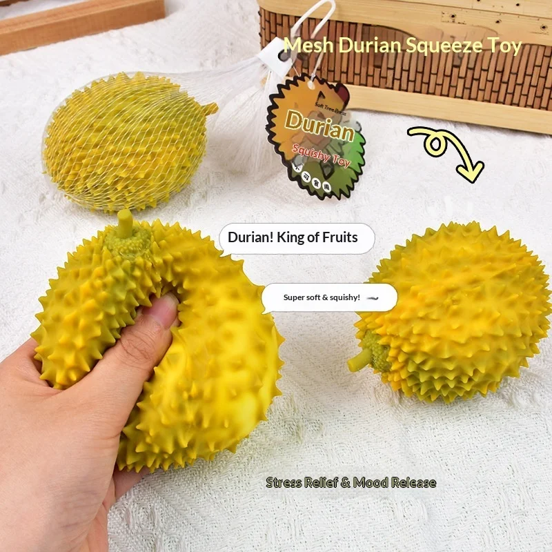 

Creative Mesh Bag Durian Stress Ball, Quick Rebound Simulated Fruit Squeeze Toy, Adult Anger Relief Fidget Decompression Toy