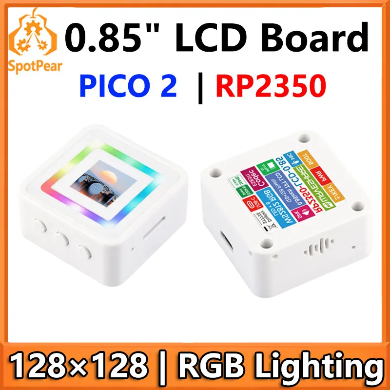 

Waveshare Raspberry Pi Pico 2 RP2350 0.85inch LCD Display Development Board RGB Lighting 128×128