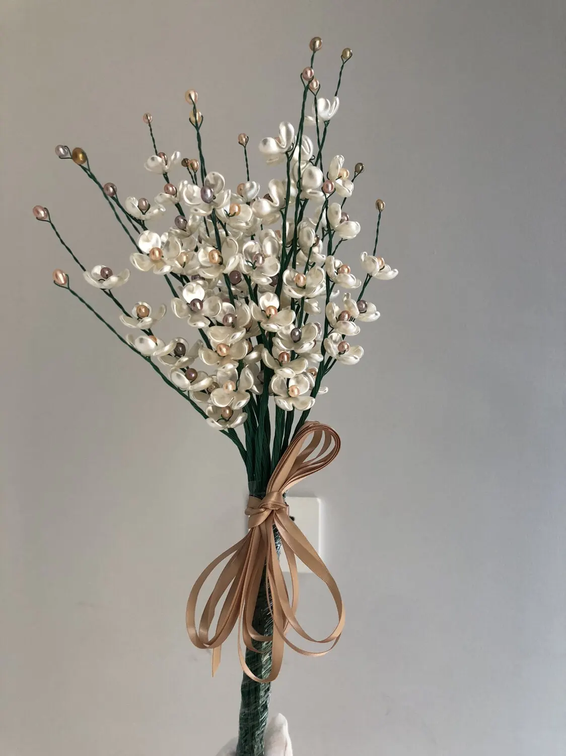 Handmade DIY Glue Wrapped Natural Freshwater Pearl Dried Flower Bouquet Simulation Decorative Ornament Craft