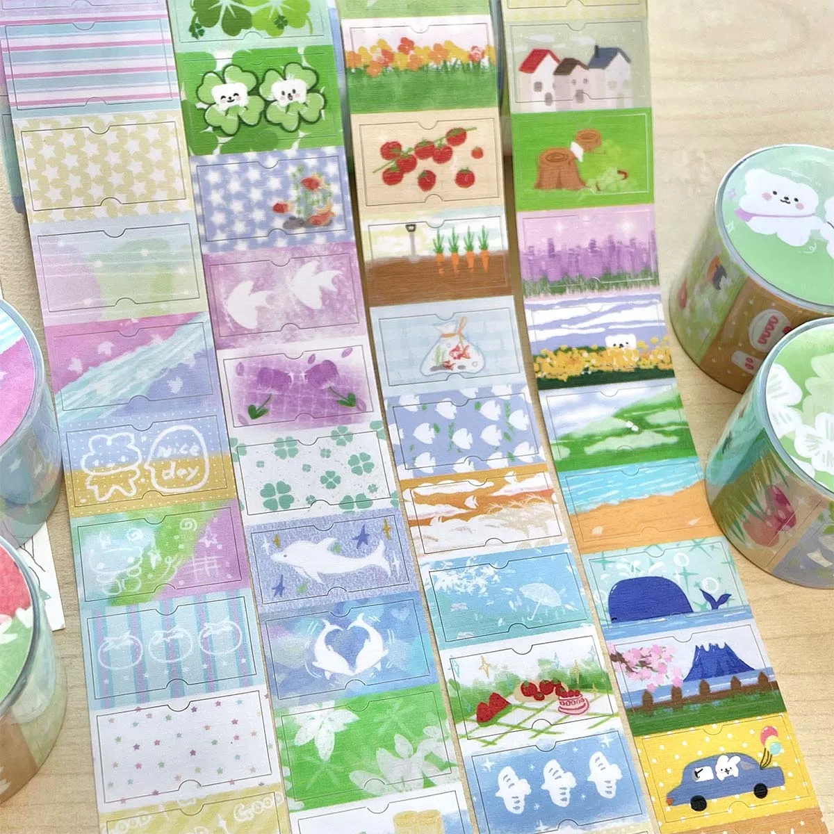 Salt Style Deco Label Sticker Tapes Sandy Glitter PET Index Tabs for Scrapbooking Stationery Stickers Decor Supplies