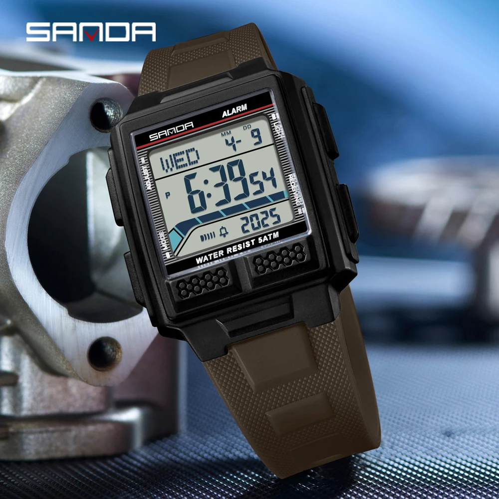 

SANDA 2212, спортивные мужские электронные часы, многофункциональный календарь, светящийся обратный отсчет, водонепроницаемые студенческие цифровые часы, reloj hombre