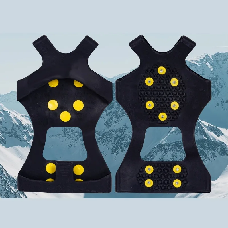 Outdoor Mountaineering Camping Non-slip 10-tooth Crampons Winter Ice and Snow Road Anti-drop Non-slip Shoe Cover Shoe Studs